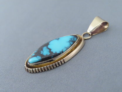Gold Pendant with Red Mountain Turquoise