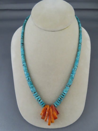 Turquoise & Spiny Oyster Shell Necklace by Lita Atencio