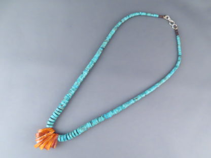 Turquoise & Spiny Oyster Shell Necklace by Lita Atencio