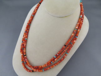 FOR SALE - Native American Jewelry 3-Strand Spiny Oyster Shell Necklace by Santo Domingo Pueblo jeweler, Lita Atencio $695-