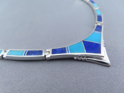 Turquoise & Opal & Lapis Inlay Necklace in Sterling Silver