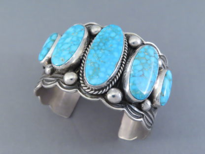 Kingman Turquoise Cuff Bracelet by Guy Hoskie