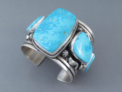 Sterling Silver & Kingman Turquoise Bracelet by Albert Jake – WOW!!