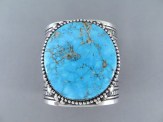 Turquoise Jewelry - Huge Impressive Kingman Turquoise Cuff Bracelet by Native American jeweler, Guy Hoskie $1,995- FOR SALE