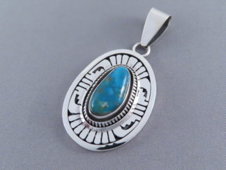 Turquoise Jewelry - Morenci Turquoise Pendant by Navajo Indian jewelry artist, Leonard Nez FOR SALE $685-
