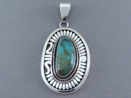 Pendant with Blue Gem Turquoise by Leonard Nez