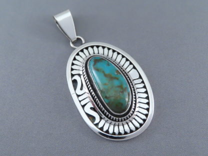 Pendant with Blue Gem Turquoise by Leonard Nez