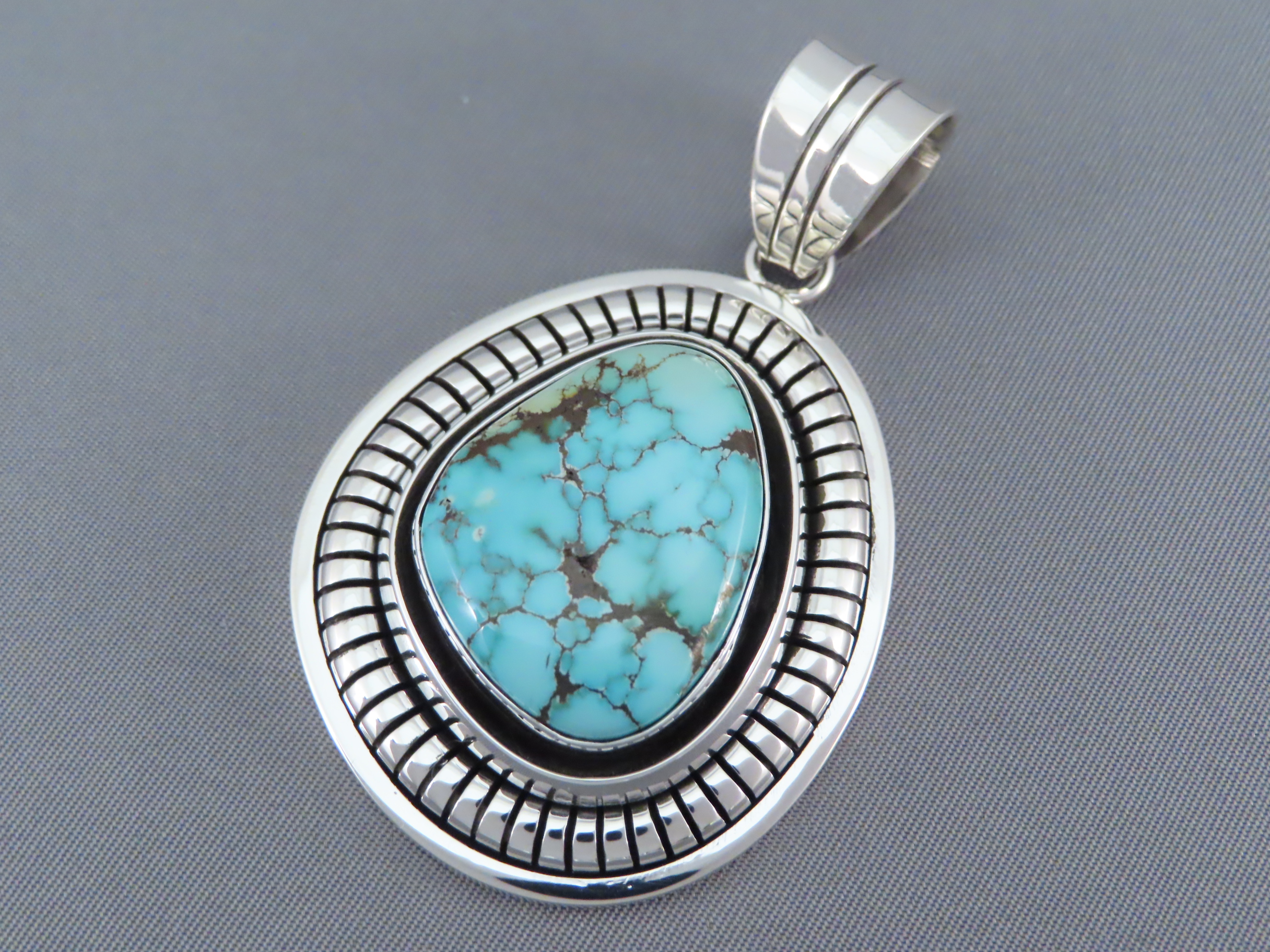 Navajo Jewelry - Turquoise Mountain Turquoise Pendant by Native American jeweler, Marian Nez FOR SALE $625-