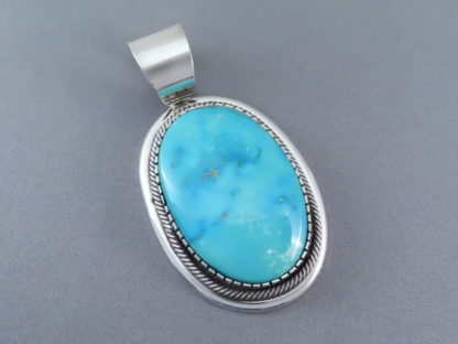 BLUE Turquoise Mountain Turquoise Pendant by Leonard Nez (Larger)