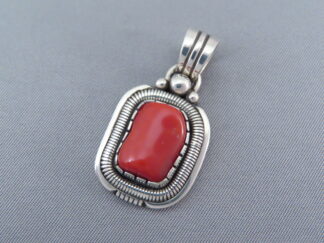 Smaller Coral Pendant by Native American Navajo Indian jewelry artist, Will Vandever $295- FOR SALE