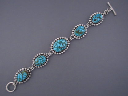 Kingman Turquoise Link Bracelet by Artie Yellowhorse