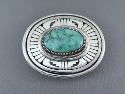 Leonard Nez Turquoise Mountain Turquoise Belt Buckle