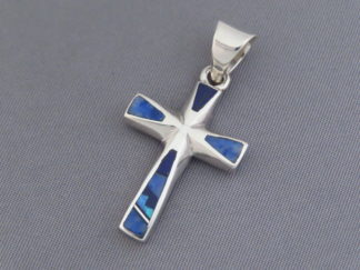 Inlaid Cross - Lapis & Opal Inlay Cross Pendant by Native American jewelry artist, Peterson Chee $195- FOR SALE