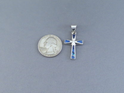 Cross Pendant with Lapis & Opal Inlay