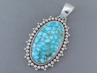 LARGE Kingman Turquoise Pendant by Native American Navajo Indian jewelry artist, Artie Yellowhorse FOR SALE $1,045-