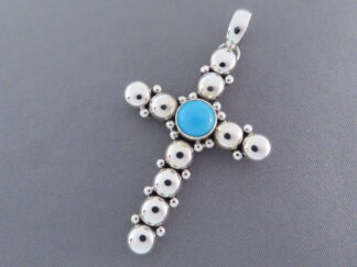 Turquoise Cross - Sleeping Beauty Turquoise Cross Pendant by Native American jeweler, Artie Yellowhorse $245- FOR SALE