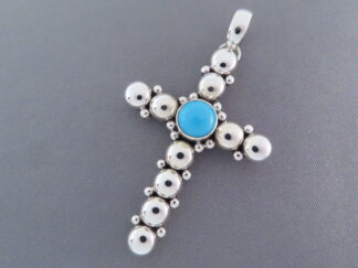 Artie Yellowhorse Sleeping Beauty Turquoise Cross Pendant