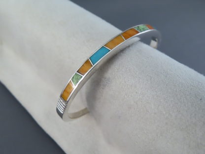 Colorful Multi-Stone Inlay Cuff Bracelet