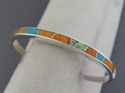 Colorful Multi-Stone Inlay Cuff Bracelet