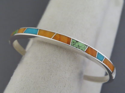 Colorful Multi-Stone Inlay Cuff Bracelet