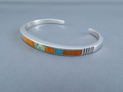Colorful Multi-Stone Inlay Cuff Bracelet