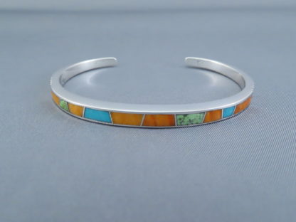 Colorful Multi-Stone Inlay Cuff Bracelet