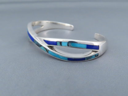 Turquoise and Lapis Inlay Cuff Bracelet