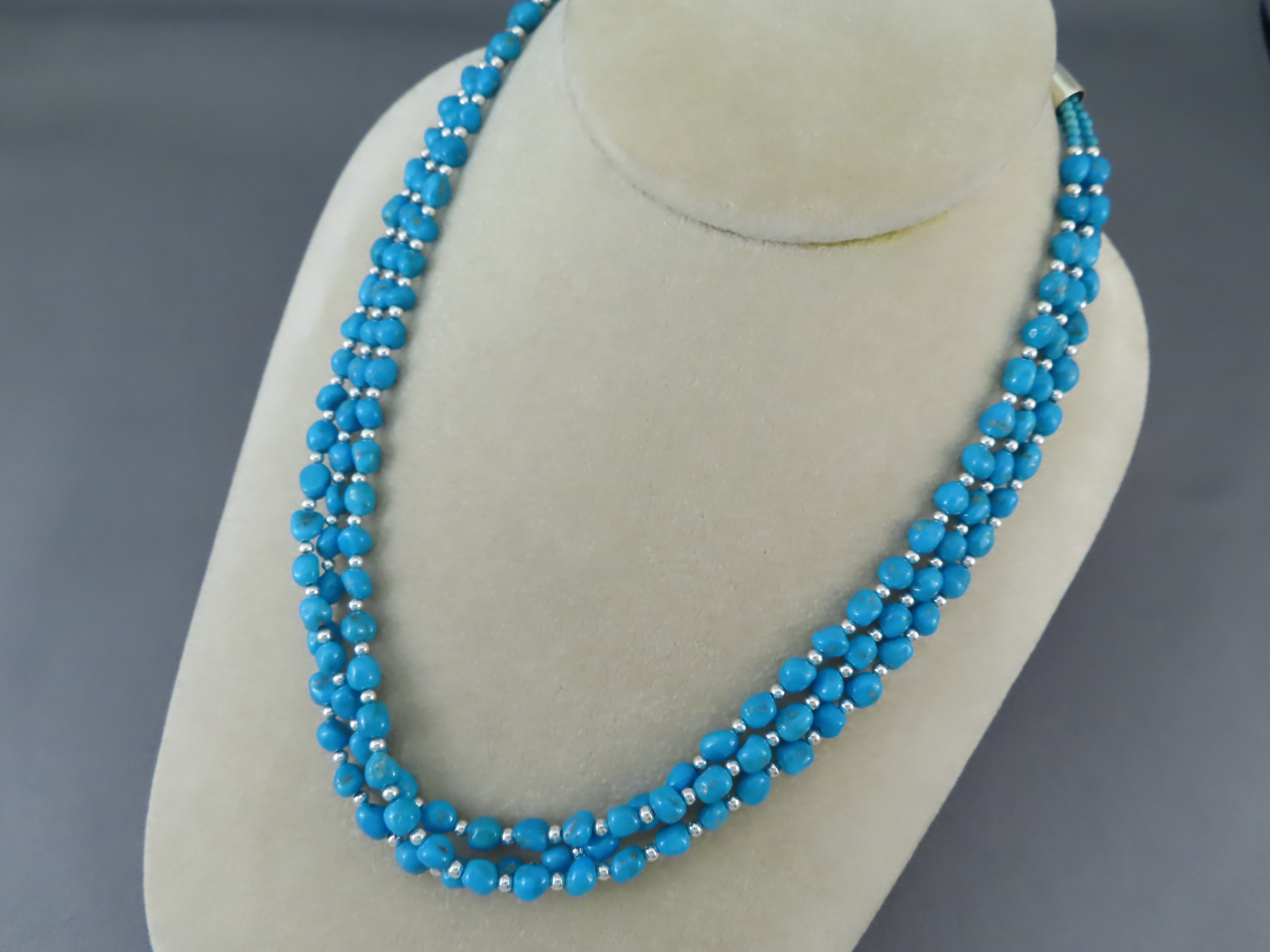 3-Strand Sleeping Beauty Turquoise & Sterling Silver Necklace | Turquoise
