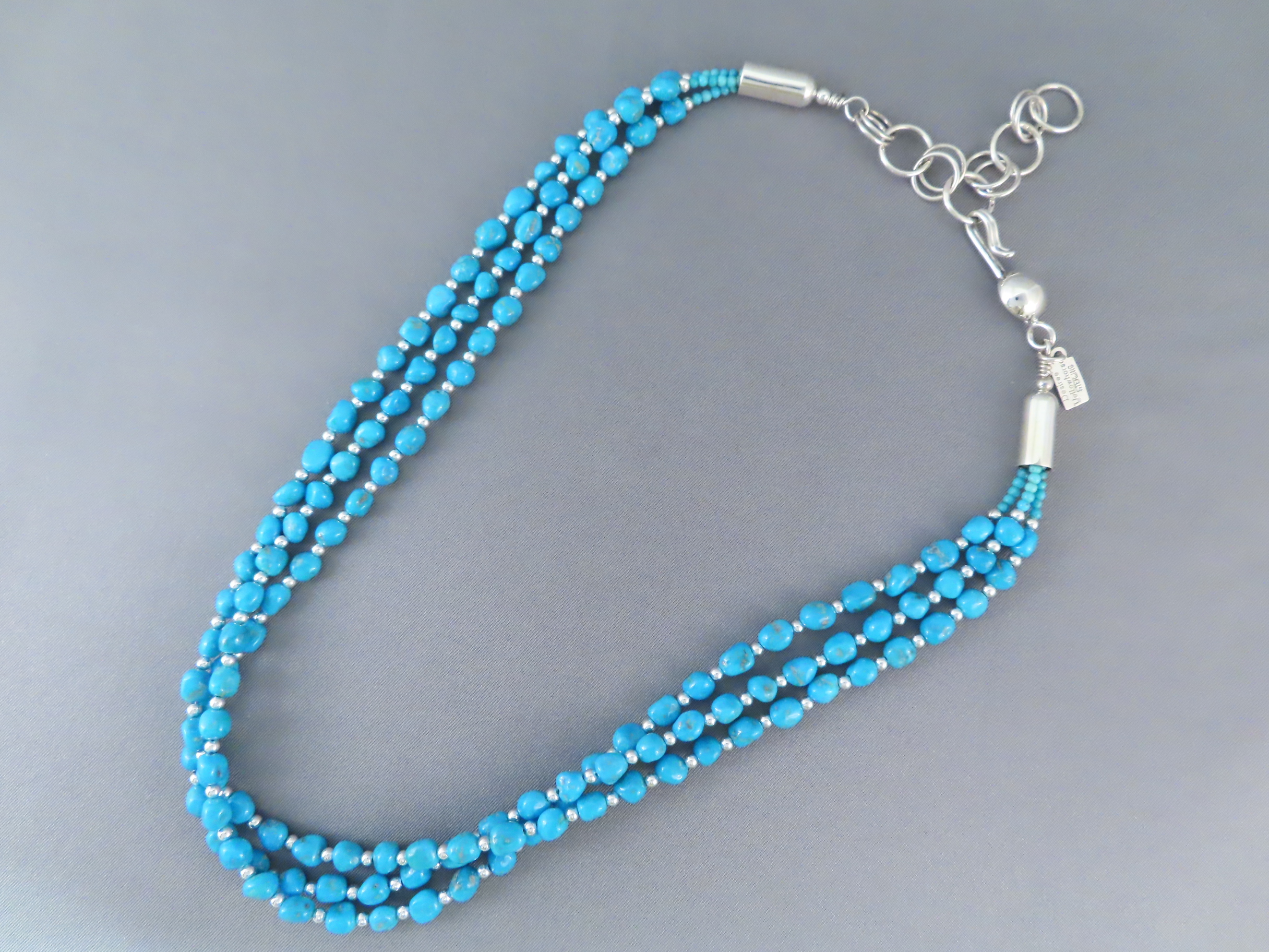 3-Strand Sleeping Beauty Turquoise & Sterling Silver Necklace | Turquoise