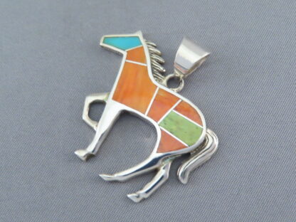 Colorful Multi-Stone Inlay HORSE Pendant (larger)