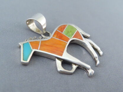 Colorful Multi-Stone Inlay HORSE Pendant (larger)