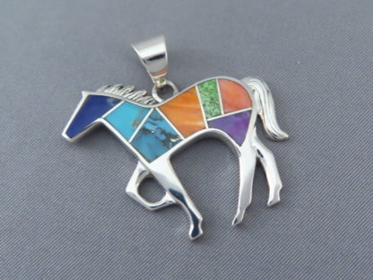 Inlaid Multi-Color Horse Pendant