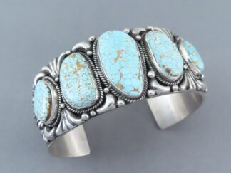 Number Eight Turquoise Bracelet Cuff by Native American Navajo Indian jewelry artist, Tsosie Orville White $1,275- FOR SALE