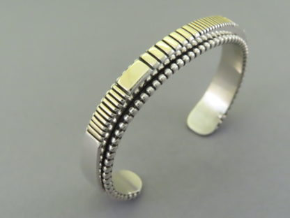 Large Silver & Gold Bracelet by Johnathan Nez