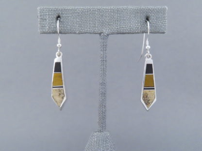 Multi-Stone Inlay Long Dangling Earrings