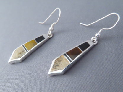 Multi-Stone Inlay Long Dangling Earrings