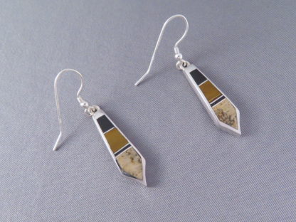 Multi-Stone Inlay Long Dangling Earrings