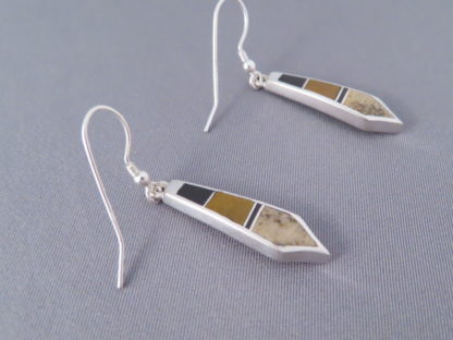 Multi-Stone Inlay Long Dangling Earrings