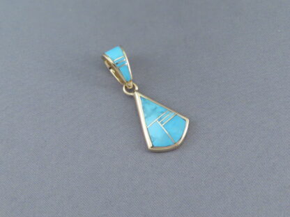 Gold & Turquoise Inlay Slider Pendant