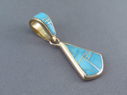 Gold & Turquoise Inlay Slider Pendant