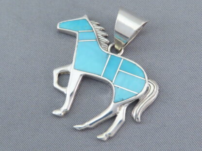 Turquoise Inlay Horse Pendant – Larger