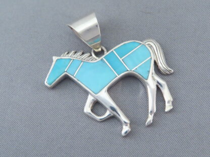 Turquoise Inlay Horse Pendant – Larger