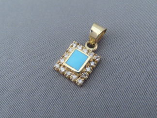 FOR SALE - Turquoise & Diamonds Pendant by Navajo jeweler, Peterson Chee $995-