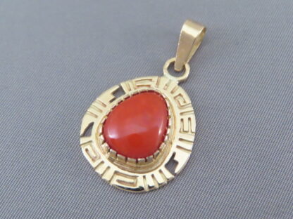 Coral & 14kt Gold Pendant by Robert Taylor