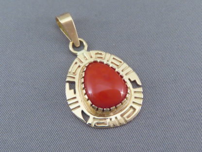 Coral & 14kt Gold Pendant by Robert Taylor