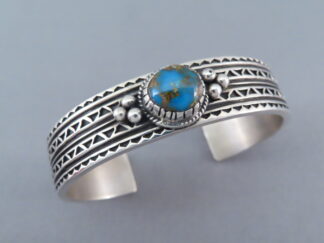 Sterling Silver Cuff Bracelet featuring Bisbee Turquoise