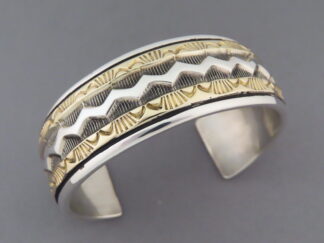 Silver & Gold Bracelet Cuff by Native American (Apache) jewelry artist, Marc Antia $995- FOR SALE