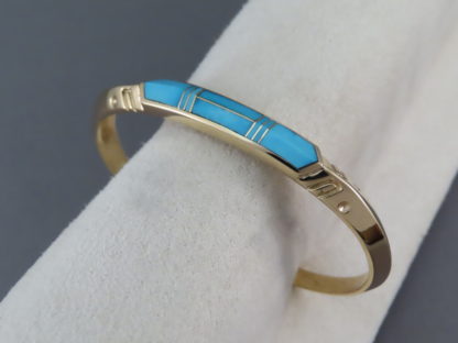 Gold & Turquoise Inlay Cuff Bracelet