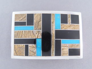 Multi-Stone Inlay Belt Buckle featuring Turquoise