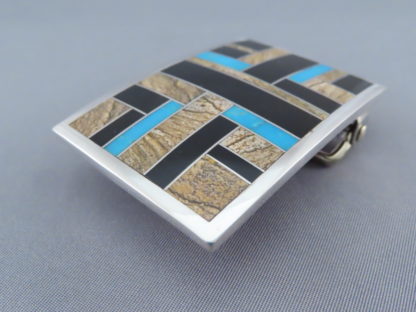 Multi-Stone Inlay Belt Buckle featuring Turquoise